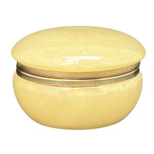 Vintage Alabaster Trinket Box with Brass Hinge | Italian Stone Jewelry Box